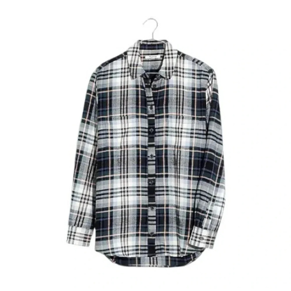 MADEWELL | Midnight Green Flannel Sunday Shirt in Cronston Plaid Size S - Picture 3 of 11